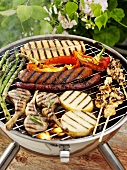 Grilled food on a table grill