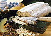 Christmas stollen with baking ingredients