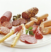 Sausage platter with grissini