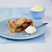 Prune and apricot pie with rum and mascarpone