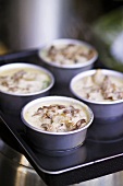 Spinach and mushroom timbales in bain-marie