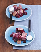 Diced tuna with beetroot