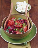 Red bean salad with sheep’s cheese