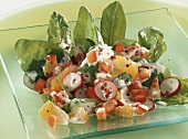 Colourful vitamin salad with orange dressing