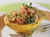Papaya with shrimp salad