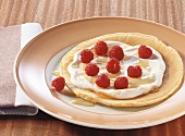 Pancake with ricotta and maple syrup