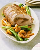 Stuffed loin of pork with apricots