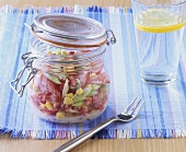 Sweetcorn salad in preserving jar