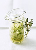 Cucumber relish in preserving jar