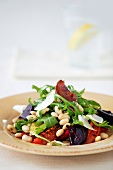 Grilled vegetable, bean and rocket salad