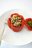 Red pepper stuffed with lamb, rice and pine nuts