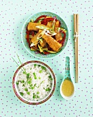 Fish fingers with rice and peas (China)
