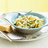 Risotto primavera with courgettes, peas and Parmesan