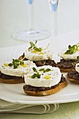 Tapenade and goat's cheese on bread