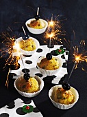 Rice balls with sparklers for New Year's Eve
