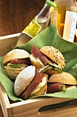 Parma ham and mozzarella sandwiches for a picnic