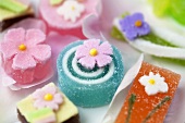 Jelly sweets with sugar flowers for Easter