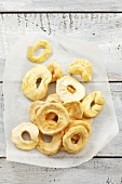 Dried apple rings on paper