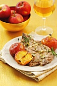 Pork chops with herbs and apples