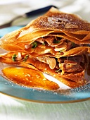 Millefeuille with chicken and pumpkin seeds
