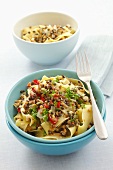 Pappardelle with lentils, chilli, garlic and parsley