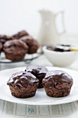 Chocolate muffins with chocolate icing