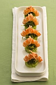 Slices of cucumber with prawns (Japan)