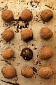 Twelve chocolate truffles