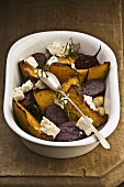 Roasted vegetables with feta and rosemary