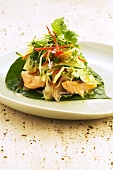 Vegetable salad with fish and fresh coriander