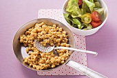 Carrot spaetzle with salad