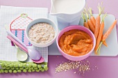 Porridge and carrot puree