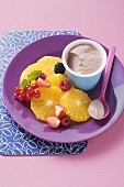 Chocolate mousse with fruit salad