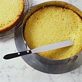 Baking utensils: adjustable cake ring and palette knife