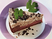 Piece of red wine cake with grated chocolate
