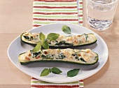 Courgettes stuffed with spinach and cheese