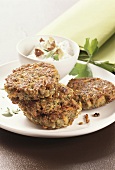Green spelt and carrot burgers with quark dip