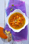 Pumpkin soup with potatoes and ginger