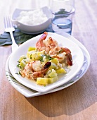 Curried prawns with cucumber and pineapple