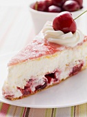 Piece of cherry cream cake