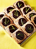 Biscuits with chocolate filling and rosemary