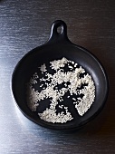 Rice in frying pan
