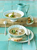 Mushroom soup with goat's cheese and sage