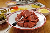 Diced beef for fondue