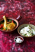 Red Thai chicken curry and green chicken curry