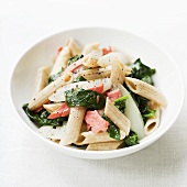 Penne with salmon and spinach