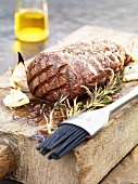 Barbecued beef fillet with rosemary and garlic