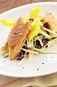 Trout fillets with cabbage salad
