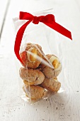 Almond biscuits in cellophane bag to give as a gift
