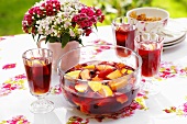 Sangria with oranges and peaches